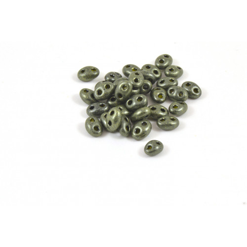 Twin bead 2.5x5mm opaque green pearl terra 